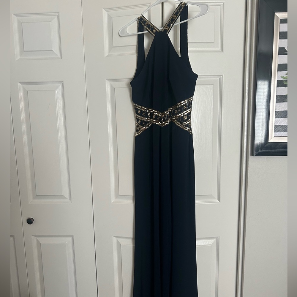 Elegant Navy and Gold Women's Dress